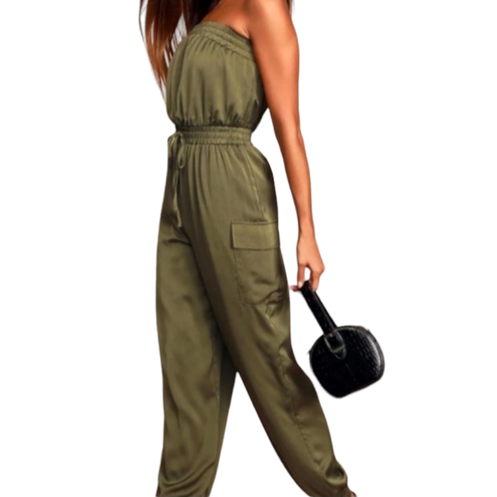 🌺 Closing Sale!  Gorgeous Posh | Elegant Satin | Women's Cargo Jumpsuit